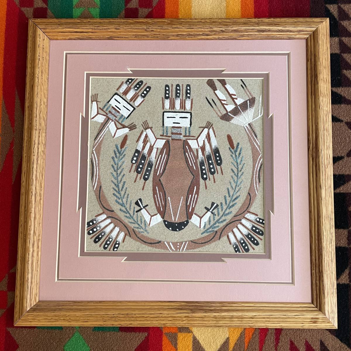 希少品！70's〜ネイティブアメリカン ナバホ族サンドペイント砂絵の