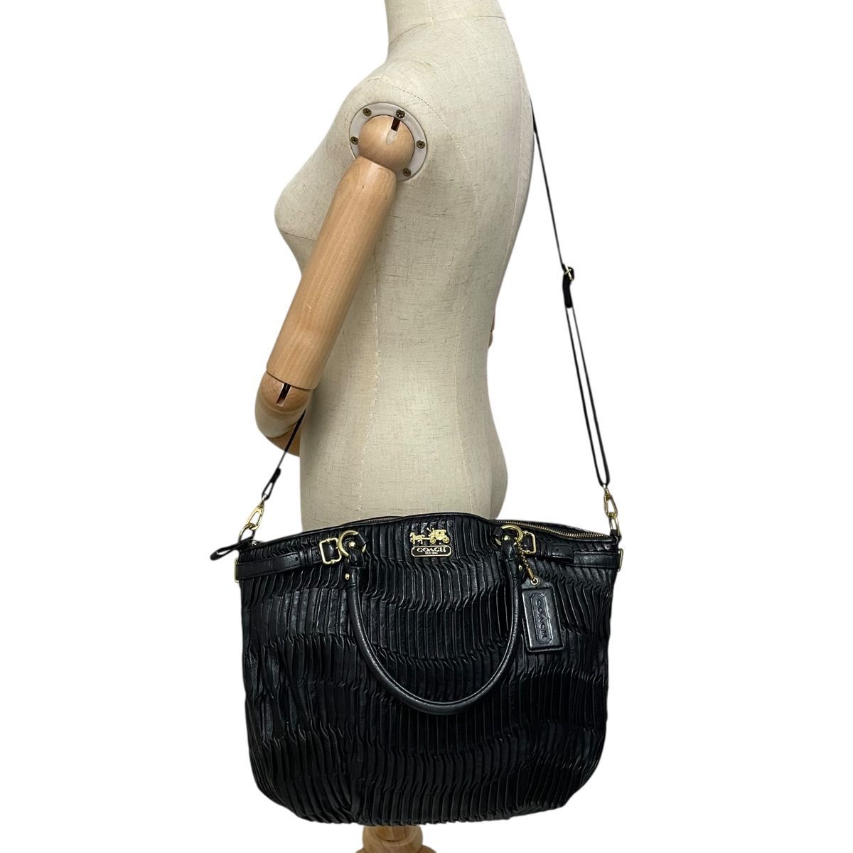 良品】大容量 COACH コーチ 2way トート ショルダーバッグ レザー 本革