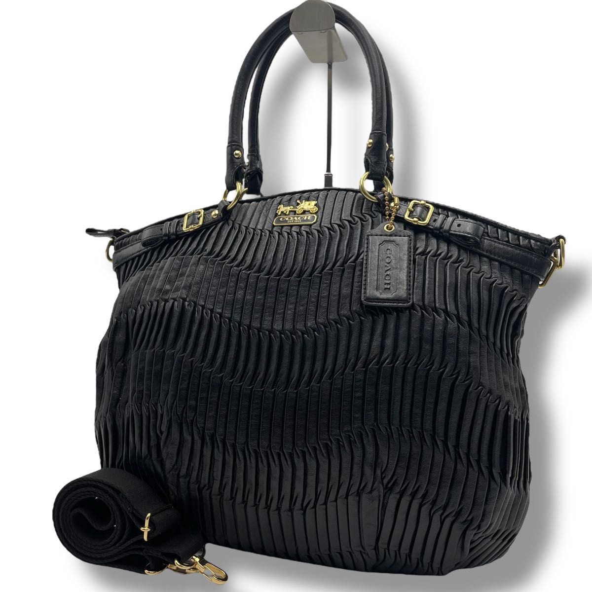 良品】大容量 COACH コーチ 2way トート ショルダーバッグ レザー 本革