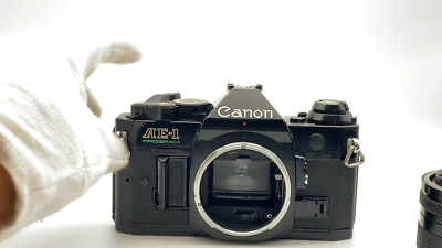 Video][Near Mint] Canon AE-1 Program Black SLR + NFD 50mm f1.4