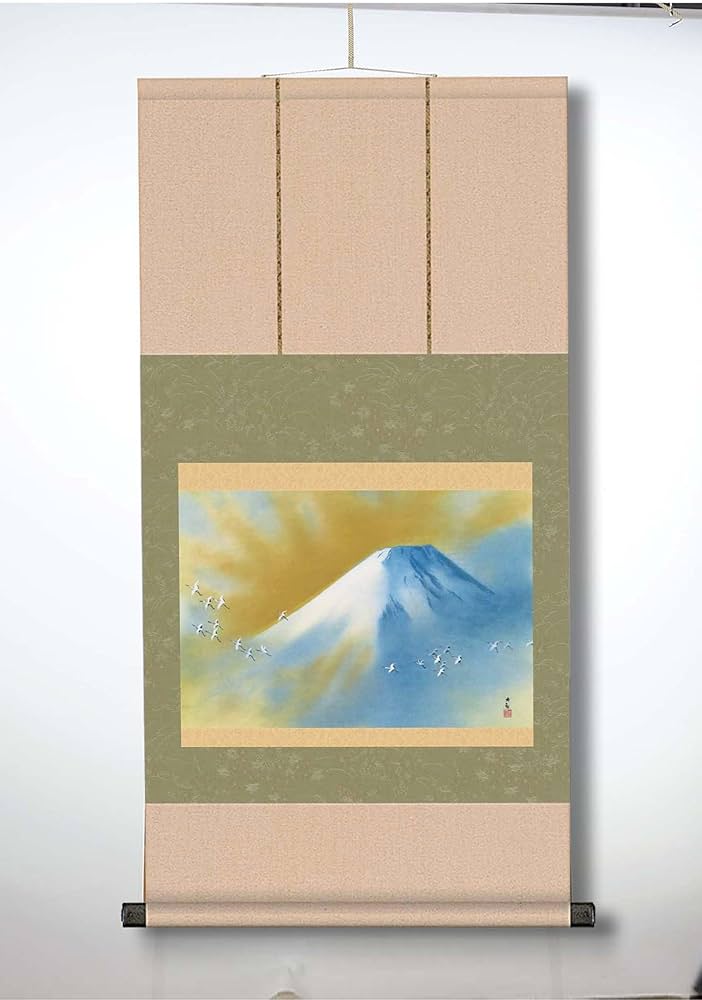 真作/三輪芳二/望春風景図/桐共箱付/布袋屋掛軸HD-764 真作/三輪芳二