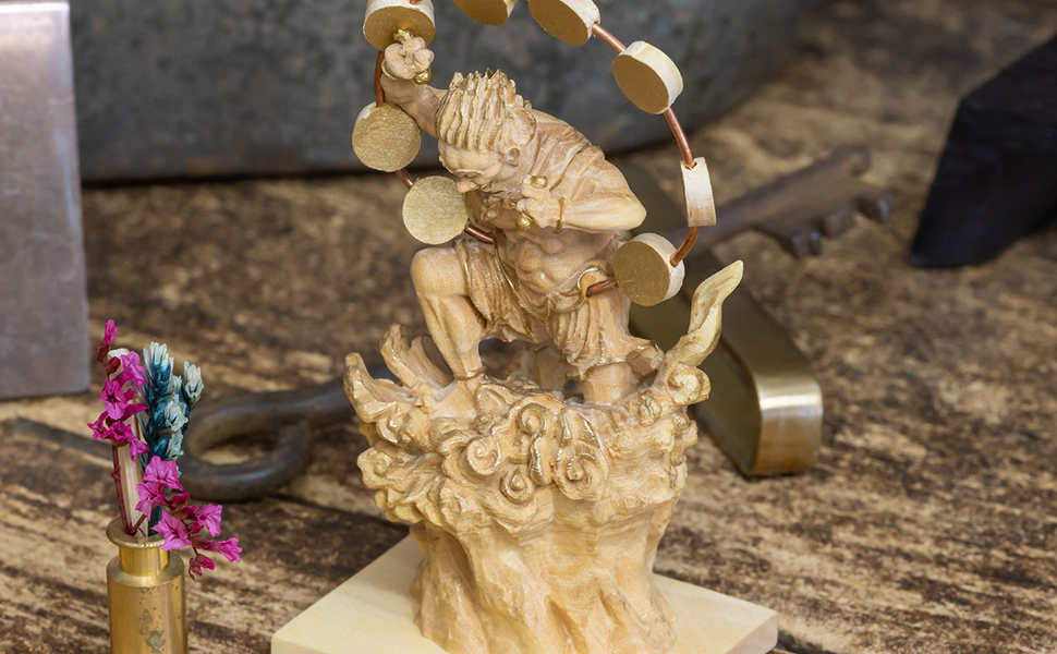 Amazon.co.jp: 極小仏 雷神 （木製：ツゲ）＿木彫り 仏像 仏像ワールド