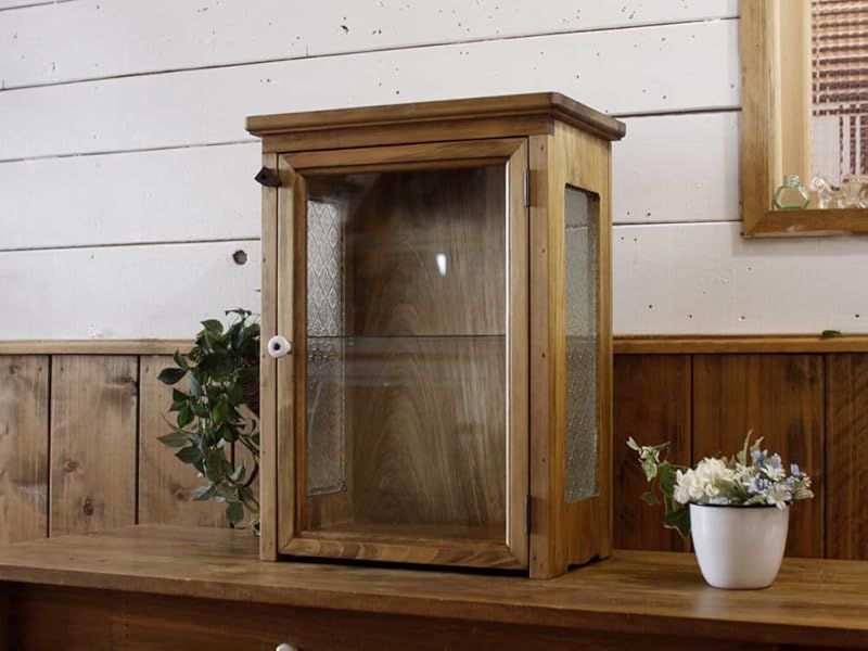 Amazon.co.jp: キャビネット 木製 ひのき アンティークブラウン 透明