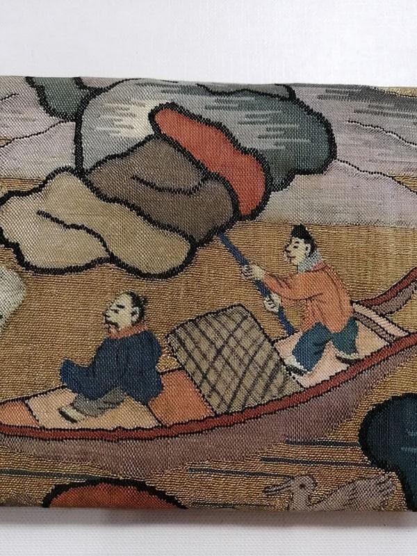 珍】 ☆ 布片 緙絲古布 ☆ 緙絲 山水人物紋 明清織 【