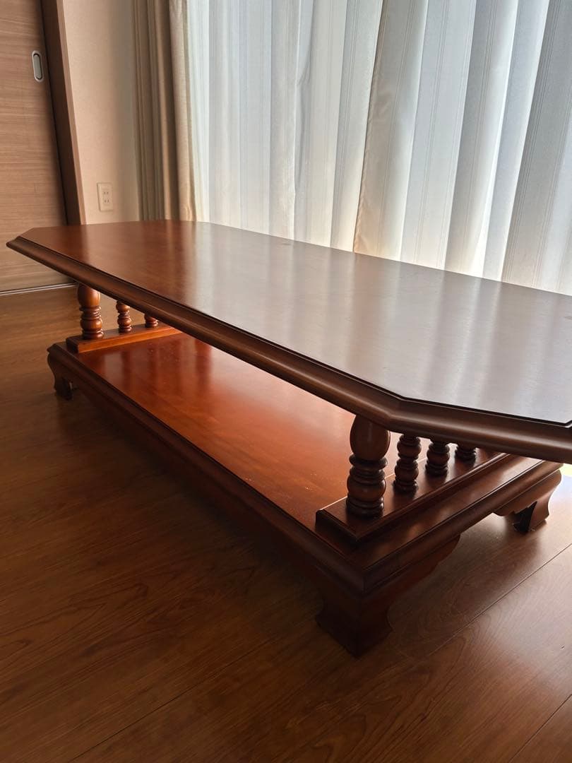 040 座卓・ちゃぶ台 円形/木製/ダークブラウン/古家具